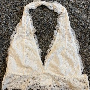 Zaful Open Back White Lace Halter Bralette